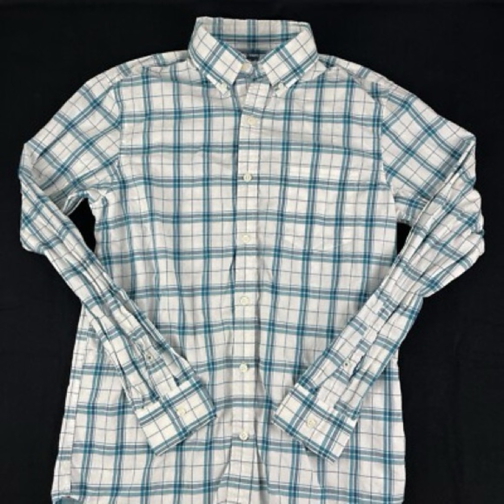 Old Navy Men's Blue and White Plaid Shirt